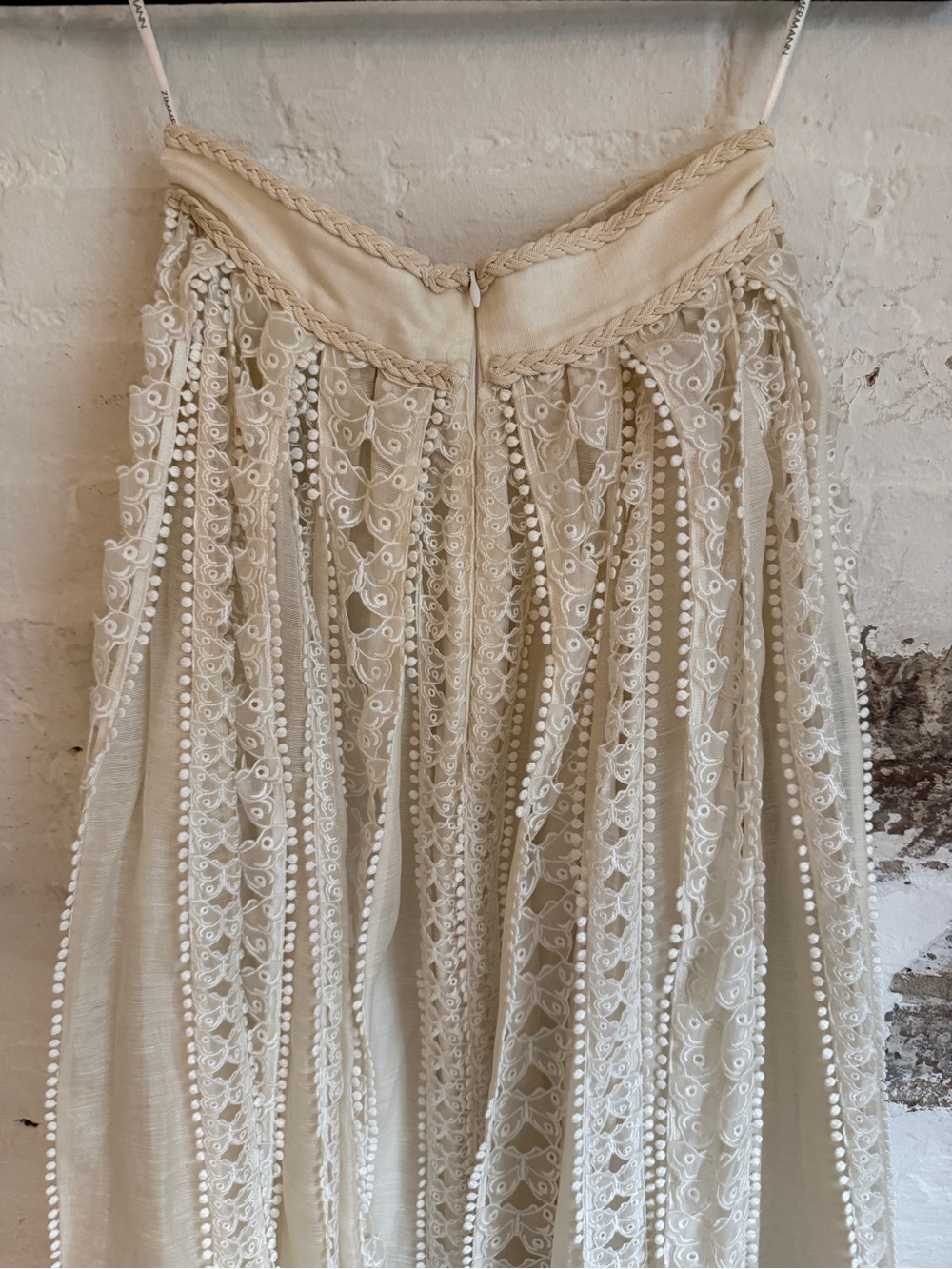 Zimmermann Super Eight Ivory Lace-Panel A-Line Midi Skirt - Picture 6 of 7